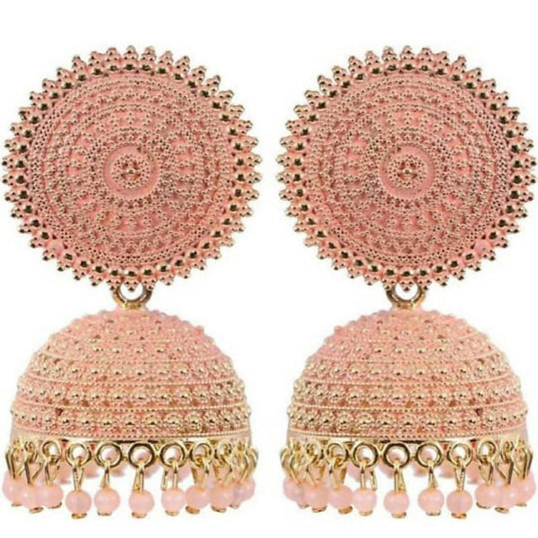 Mominos Fashion Joharkamal Gold-Plated Meenakari Jhumkas For Women & Girls (Peach) - Distacart