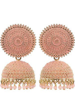 Thumbnail for Mominos Fashion Joharkamal Gold-Plated Meenakari Jhumkas For Women & Girls (Peach) - Distacart