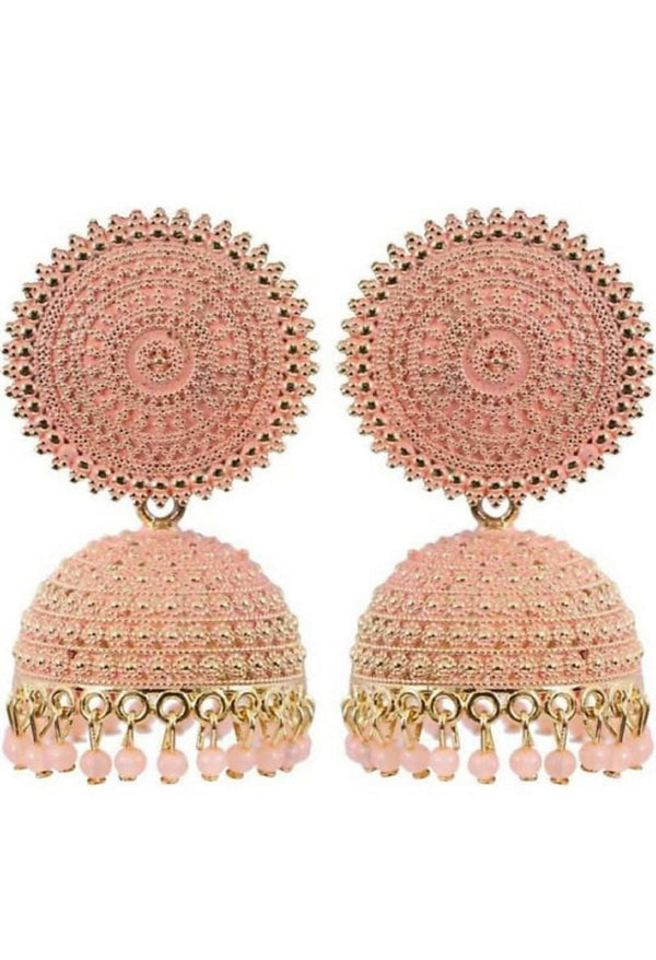 Mominos Fashion Joharkamal Gold-Plated Meenakari Jhumkas For Women & Girls (Peach) - Distacart