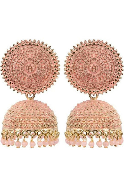 Mominos Fashion Joharkamal Gold-Plated Meenakari Jhumkas For Women & Girls (Peach) - Distacart
