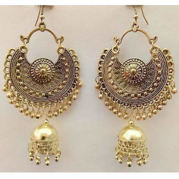 Muskan Fancy Oxidized Gold Plated Jhumka Earrings