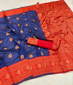 Thumbnail for DEIANA'S Beautiful Golden Jari with New Design Soft Lichi Silk Saree - Blue - Distacart