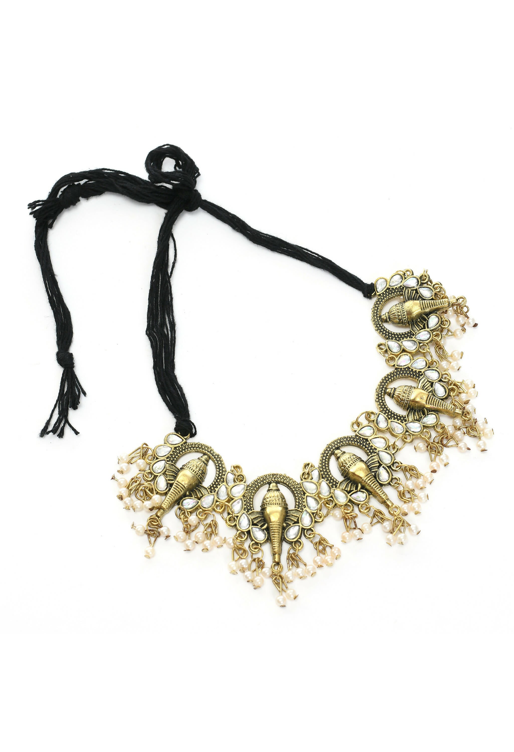 Mominos Fashion Johar Kamal Oxidised Gold-Plated Ganesha Design Necklace Choker Set - Distacart