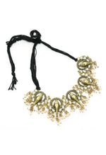 Thumbnail for Mominos Fashion Johar Kamal Oxidised Gold-Plated Ganesha Design Necklace Choker Set - Distacart