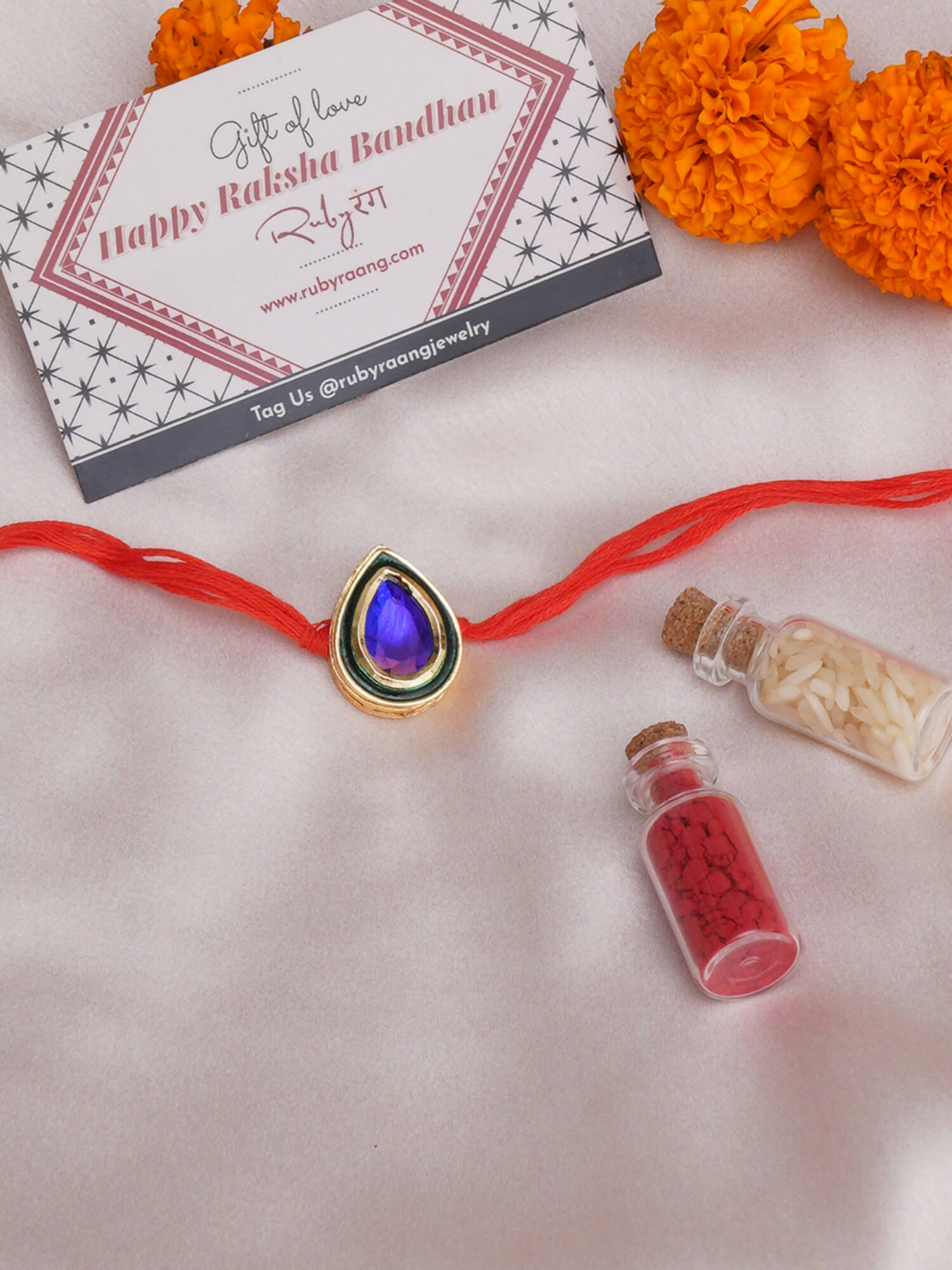 Designer kundan Rakhi - Ruby Raang - Distacart