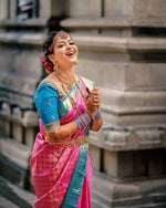 Thumbnail for Vamika Weaving Banarasi Jacquard pink Kanjivaram Saree - Distacart