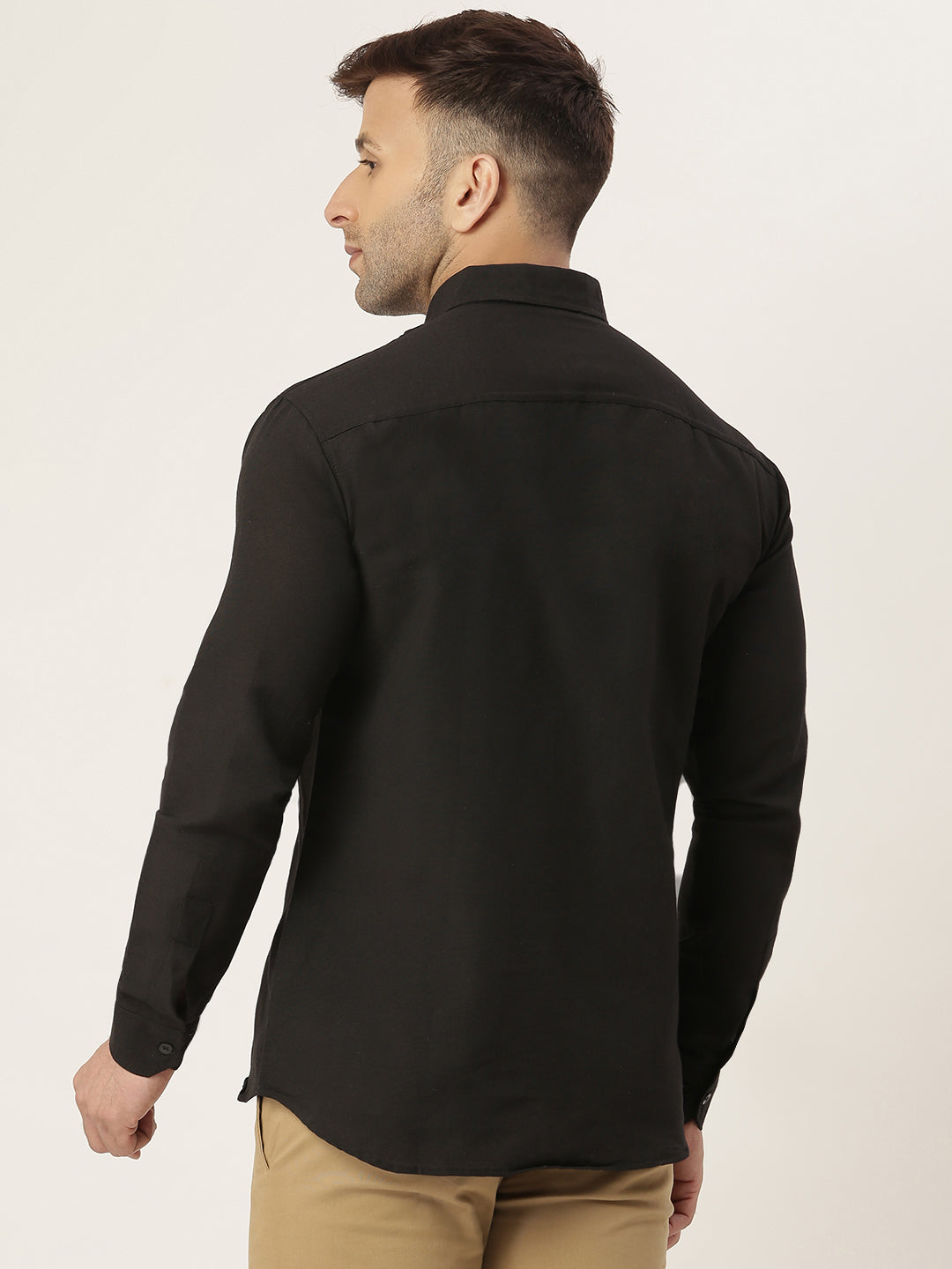 RIAG Black Men's Full Sleeves Solid Shirt - Distacart