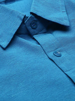 Thumbnail for RIAG Blue Men's Full Sleeves Solid Shirt - Distacart