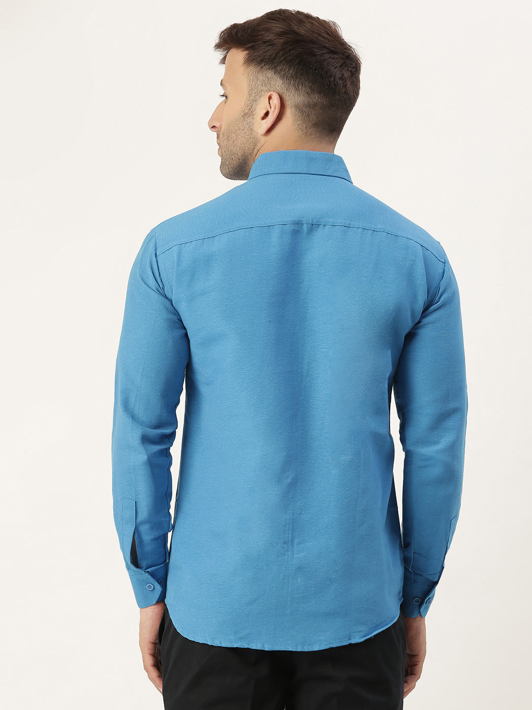 RIAG Blue Men's Full Sleeves Solid Shirt - Distacart