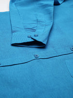 Thumbnail for RIAG Blue Men's Full Sleeves Solid Shirt - Distacart