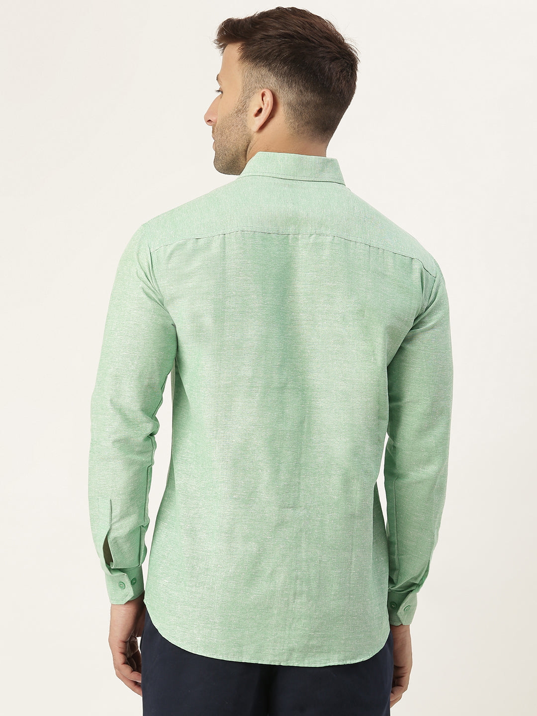 RIAG Green Men's Full Sleeves Solid Shirt - Distacart