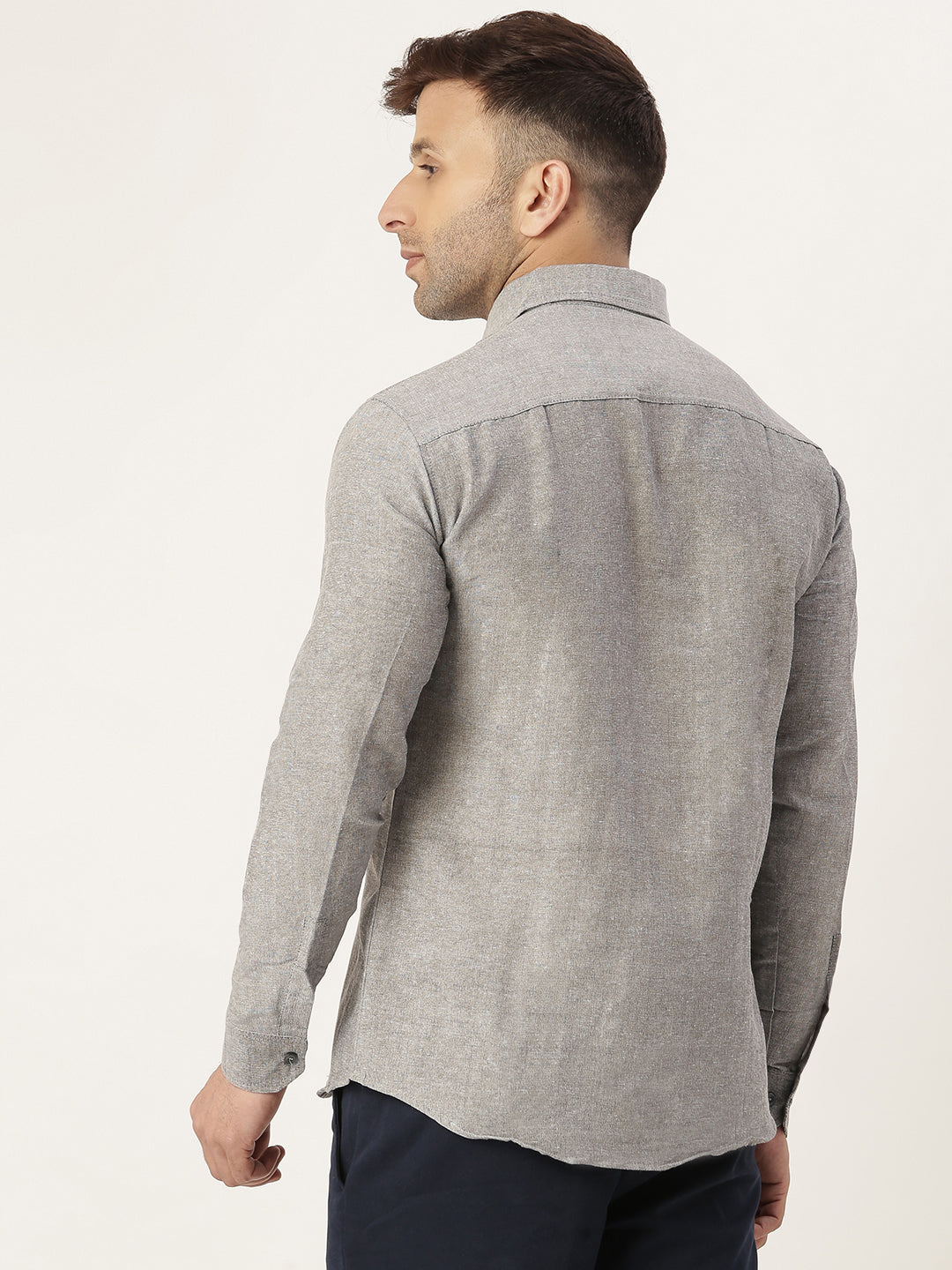 RIAG Grey Men's Full Sleeves Solid Shirt - Distacart