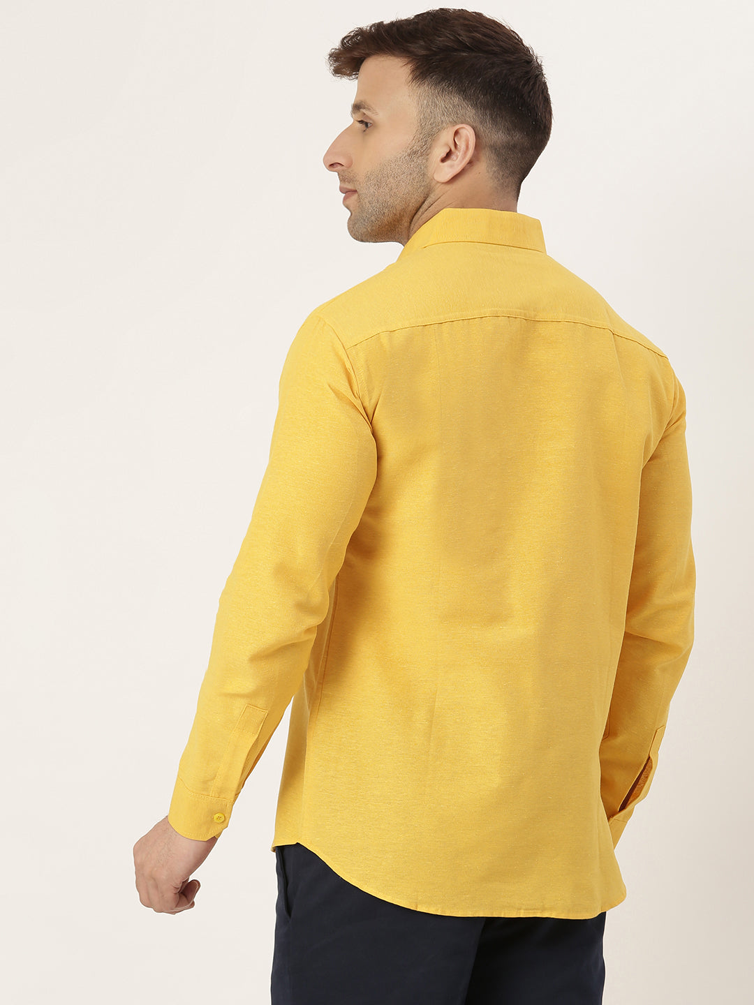 RIAG Yellow Men's Full Sleeves Solid Shirt - Distacart