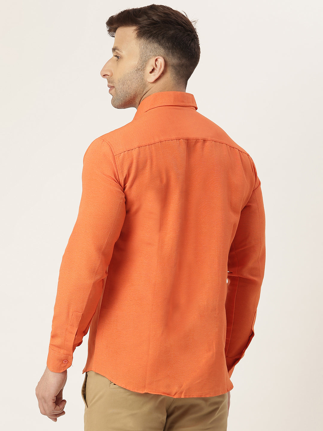 RIAG Orange Men's Full Sleeves Solid Shirt - Distacart