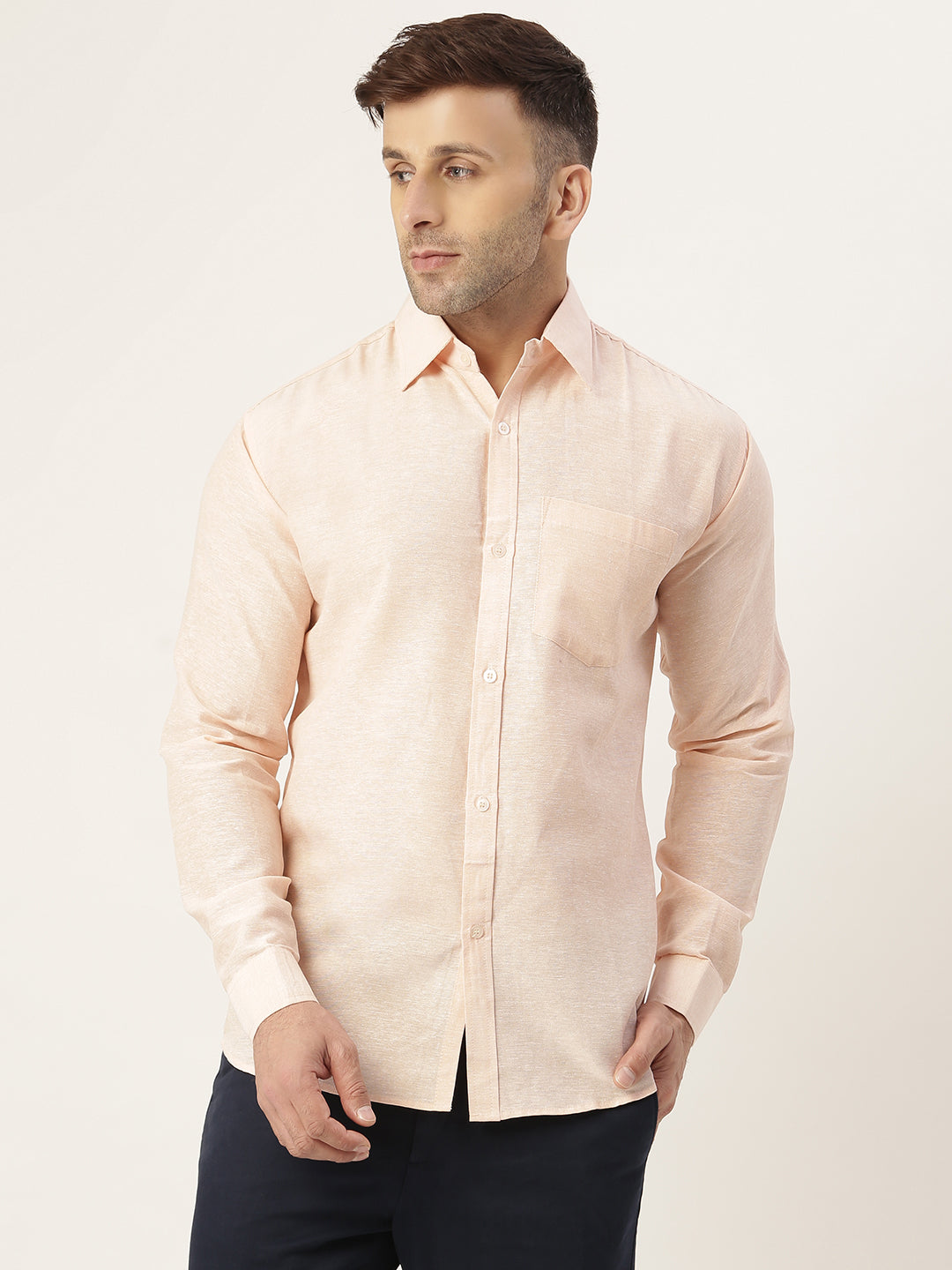 RIAG Beige Men's Full Sleeves Solid Shirt - Distacart