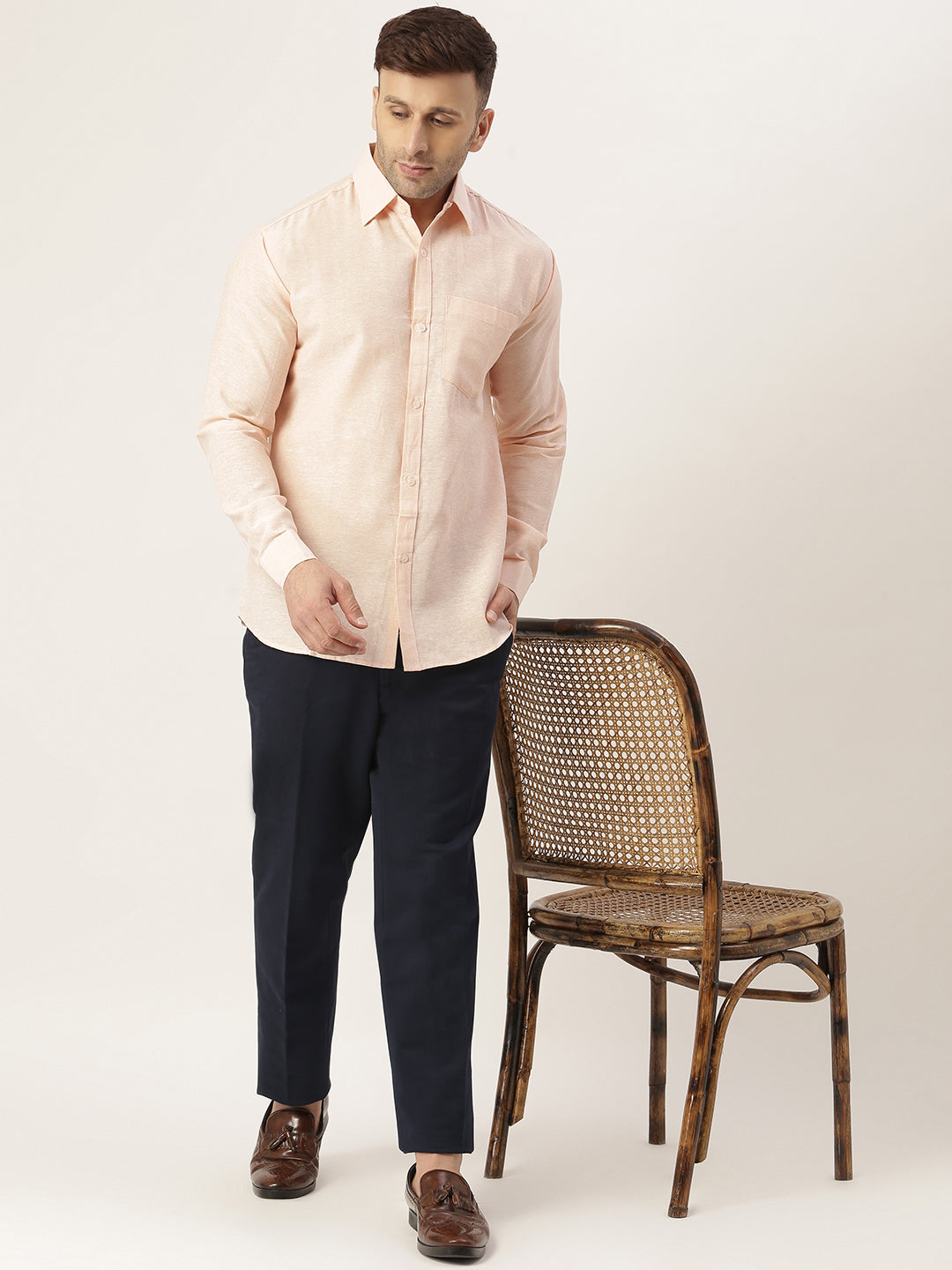 RIAG Beige Men's Full Sleeves Solid Shirt - Distacart