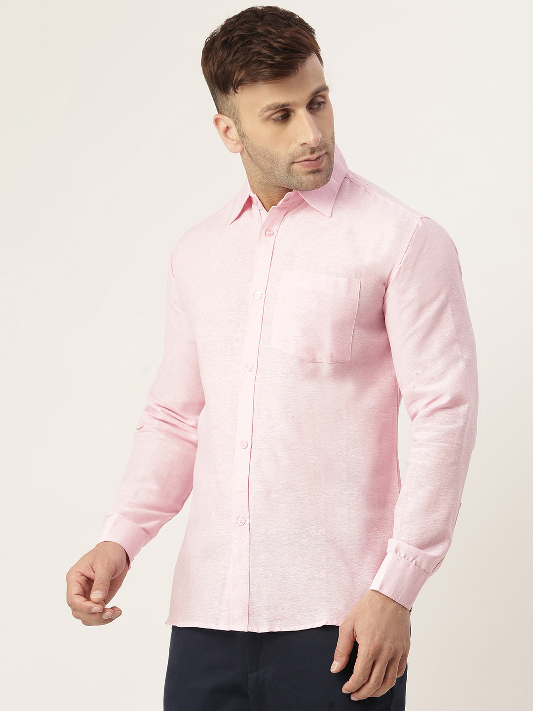 RIAG Pink Men's Full Sleeves Solid Shirt - Distacart