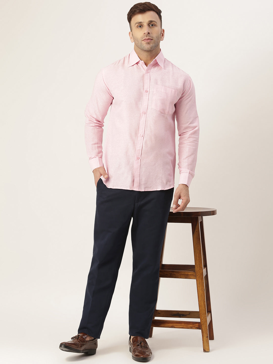 RIAG Pink Men's Full Sleeves Solid Shirt - Distacart
