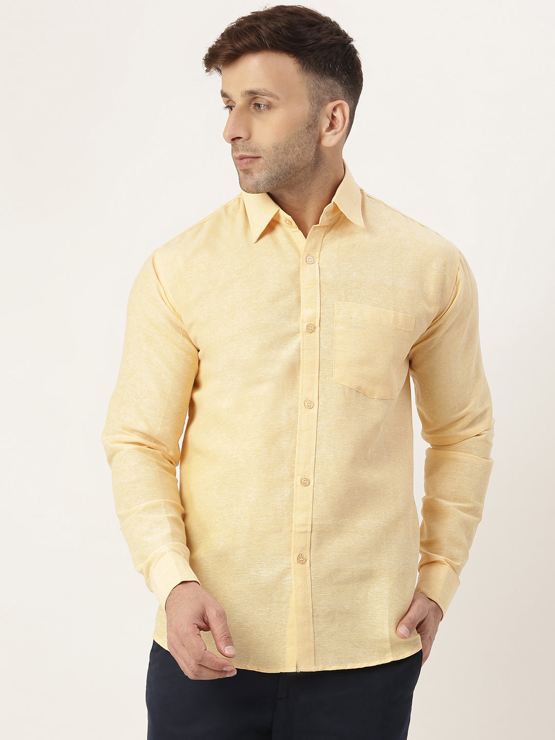 RIAG Beige Men's Full Sleeves Solid Shirt - Distacart