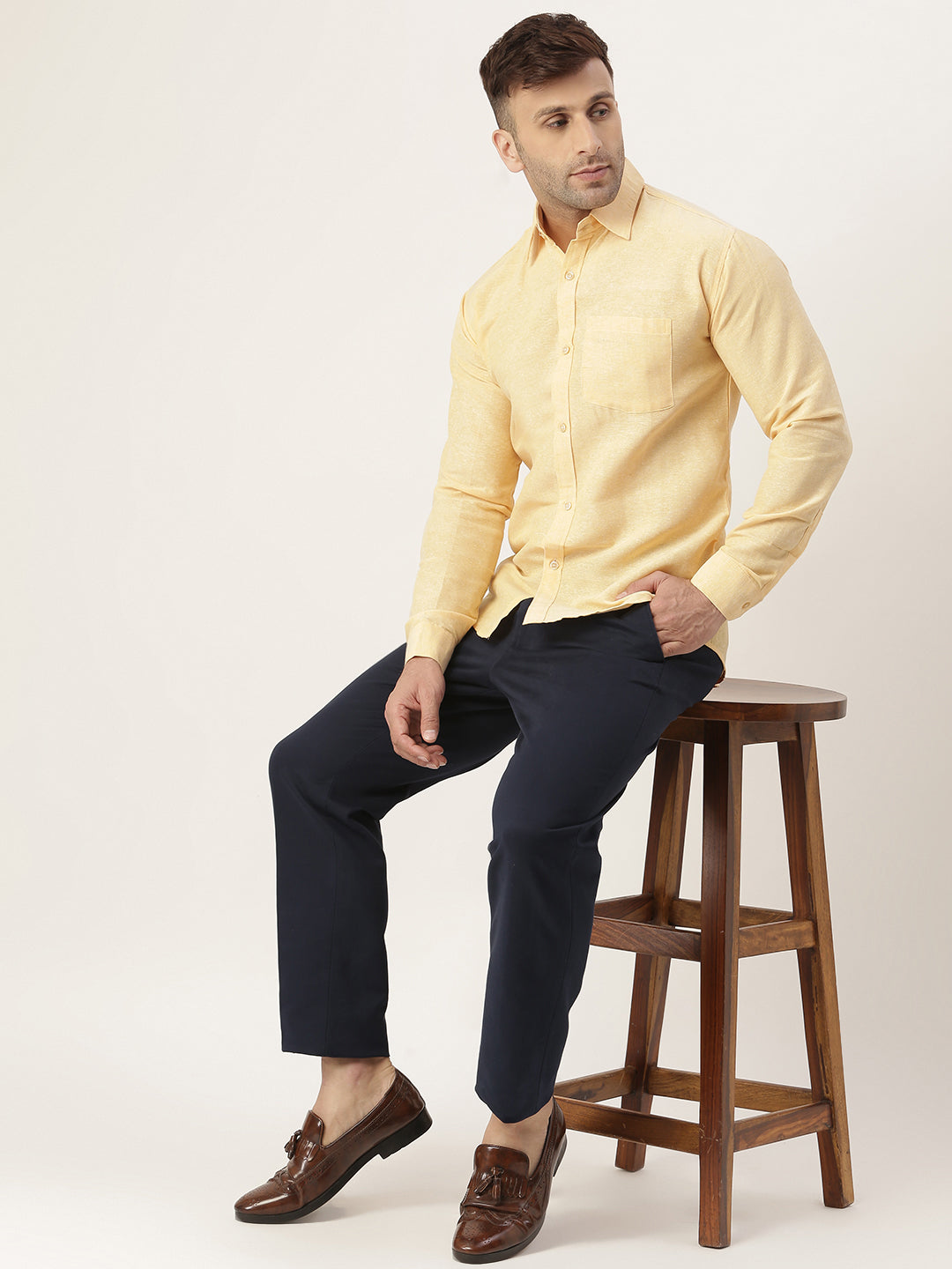 RIAG Beige Men's Full Sleeves Solid Shirt - Distacart