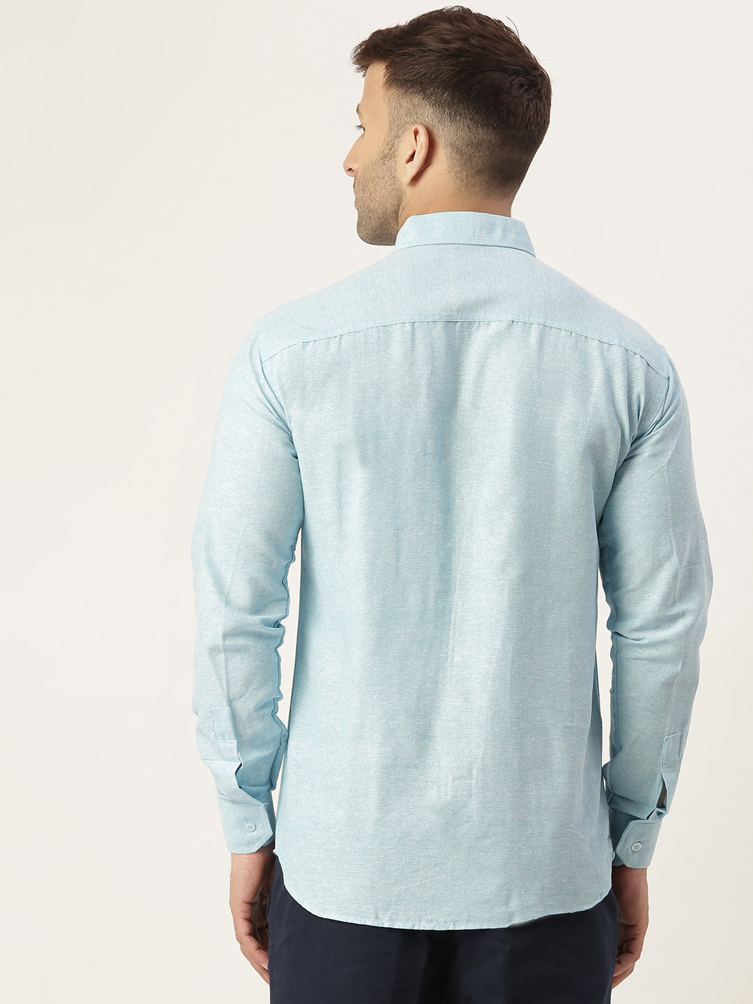 RIAG Light Blue Men's Full Sleeves Solid Shirt - Distacart