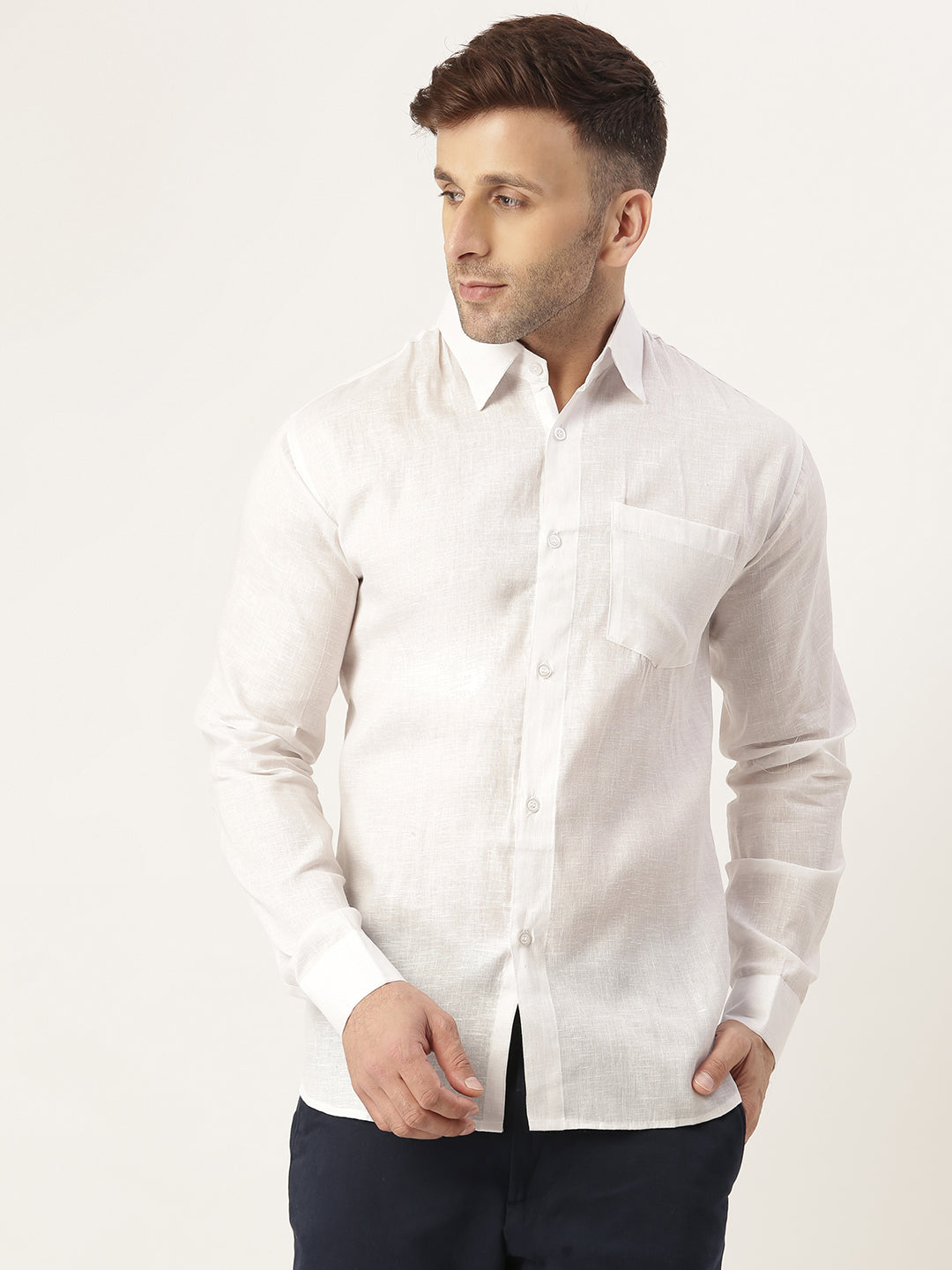 RIAG White Men's Full Sleeves Solid Shirt - Distacart