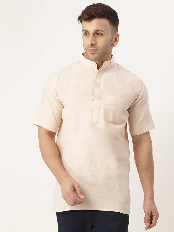RIAG Men's Beige Cotton Short Ethnic Kurta - Distacart