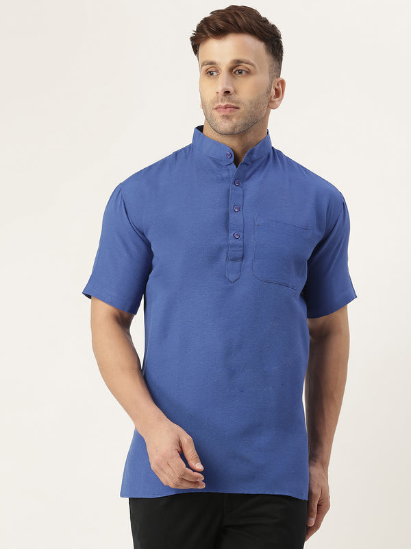 RIAG Men's Navy blue Cotton Short Ethnic Kurta - Distacart
