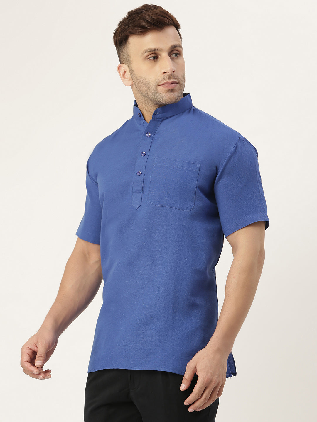 RIAG Men's Navy blue Cotton Short Ethnic Kurta - Distacart
