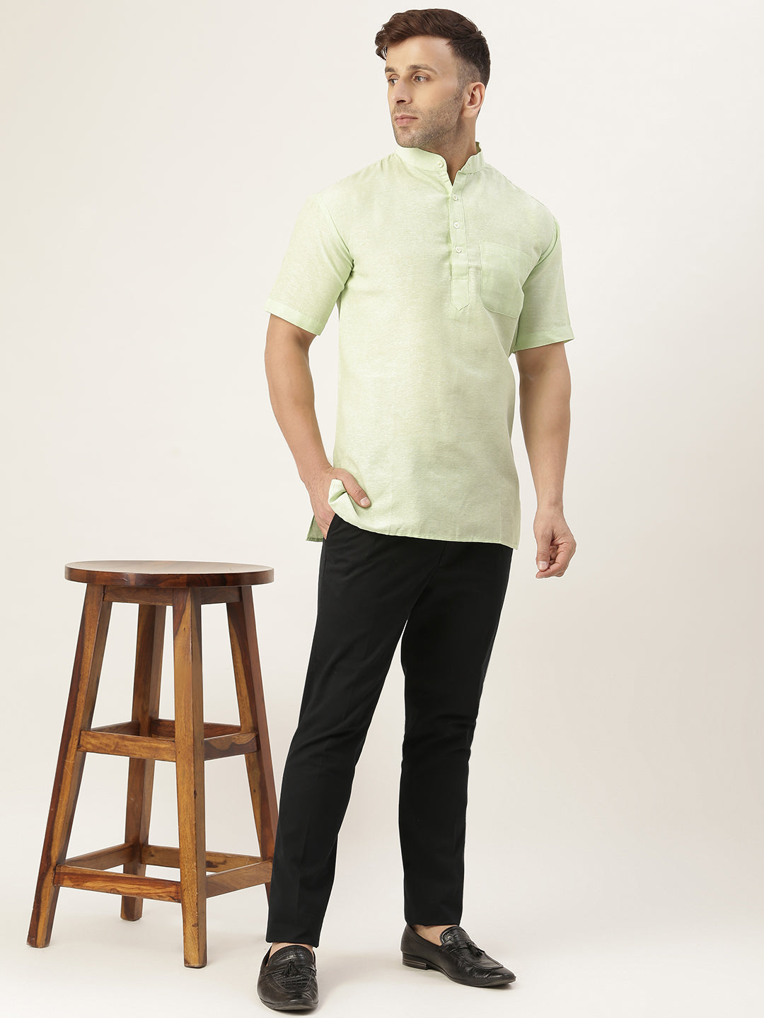 RIAG Men's Green Cotton Short Ethnic Kurta - Distacart