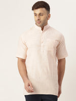 Thumbnail for RIAG Men's Beige Cotton Short Ethnic Kurta - Distacart