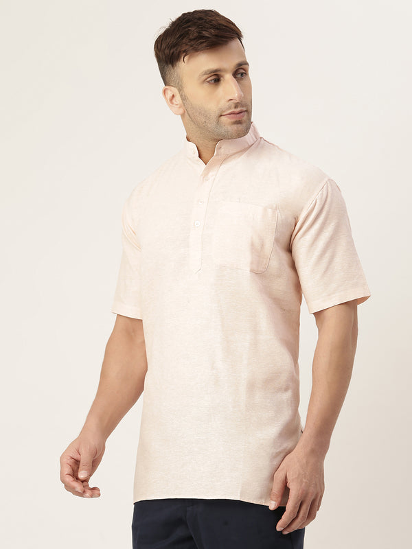 RIAG Men's Beige Cotton Short Ethnic Kurta - Distacart