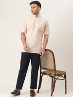 Thumbnail for RIAG Men's Beige Cotton Short Ethnic Kurta - Distacart