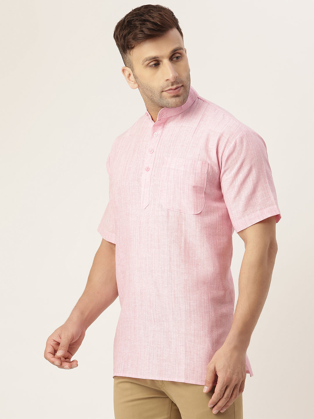 RIAG Men's Pink Cotton Long Ethnic Kurta - Distacart
