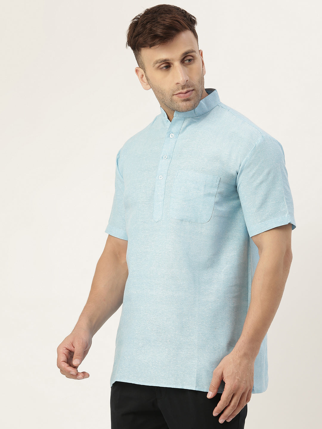 RIAG Men's Light blue Cotton Short Ethnic Kurta - Distacart