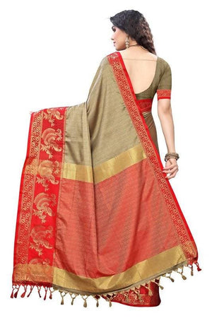 Vamika Banarasi Jacquard Weaving Brown Saree (DHONI CHIKU)