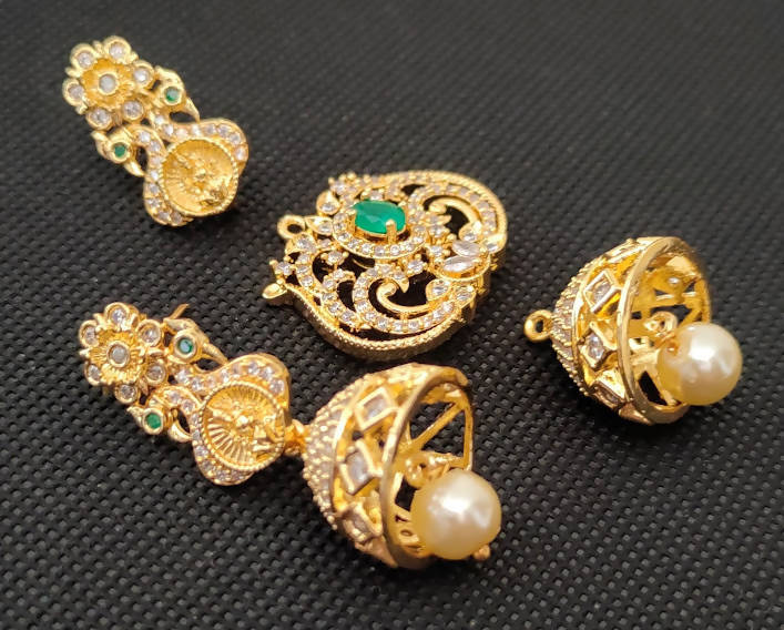 AD Emeralds designer 4 in 1 Traditional Earrings for weddings