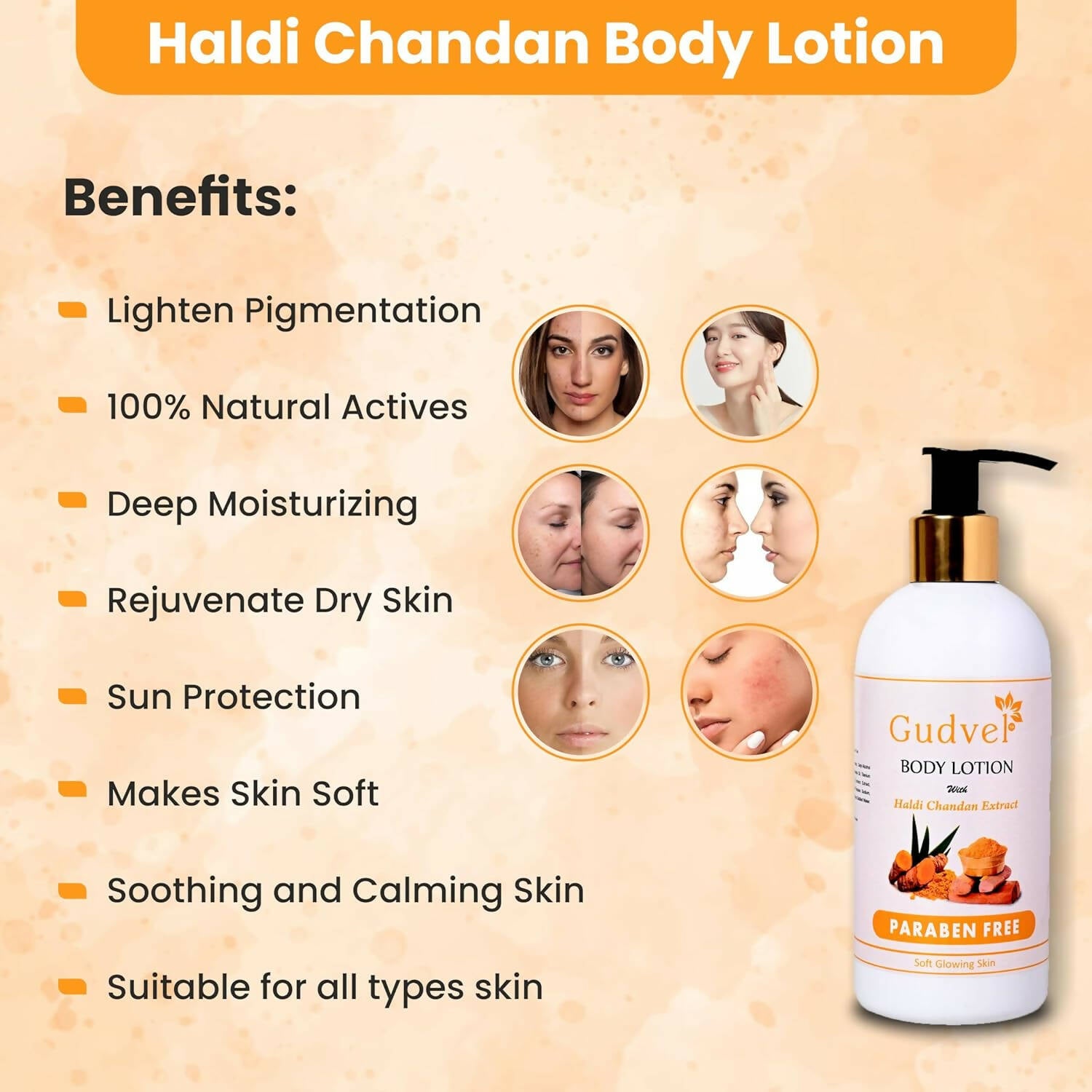 Gudvel Turmeric & Sandalwood Body Lotion - Distacart