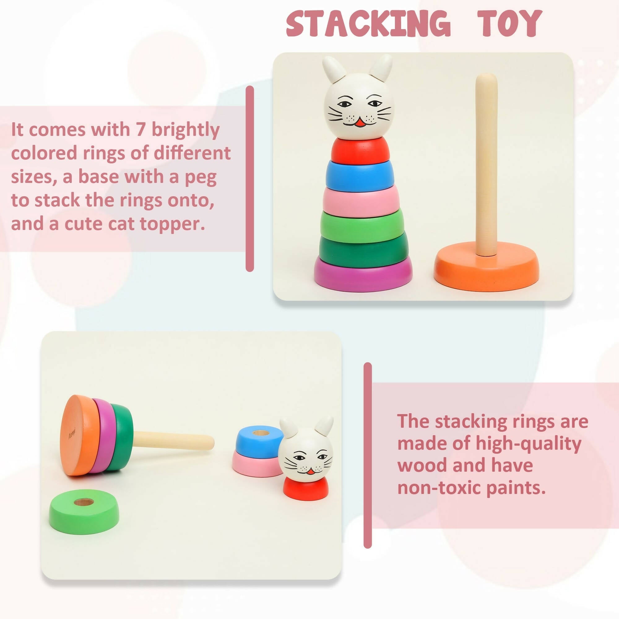 Matoyi Trapezium Rattle & Cat Stacker & Maraca Rattle For Kids - Distacart