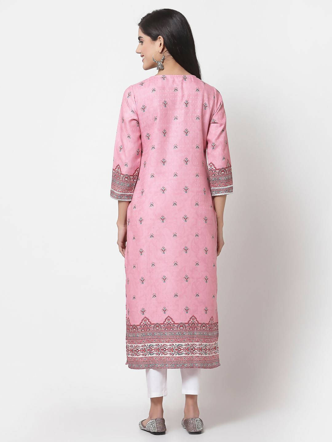 Myshka Women's Multi Printed Polyester Full Sleeve Round Neck Casual Kurta