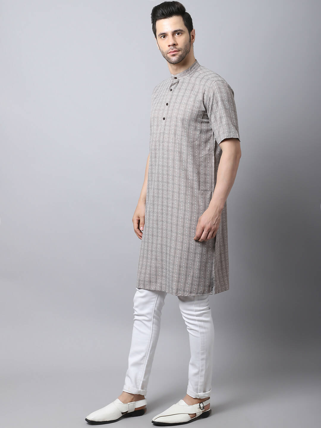 Even Apparels Yellow Pure Cotton Kurta With Band Collar - Distacart