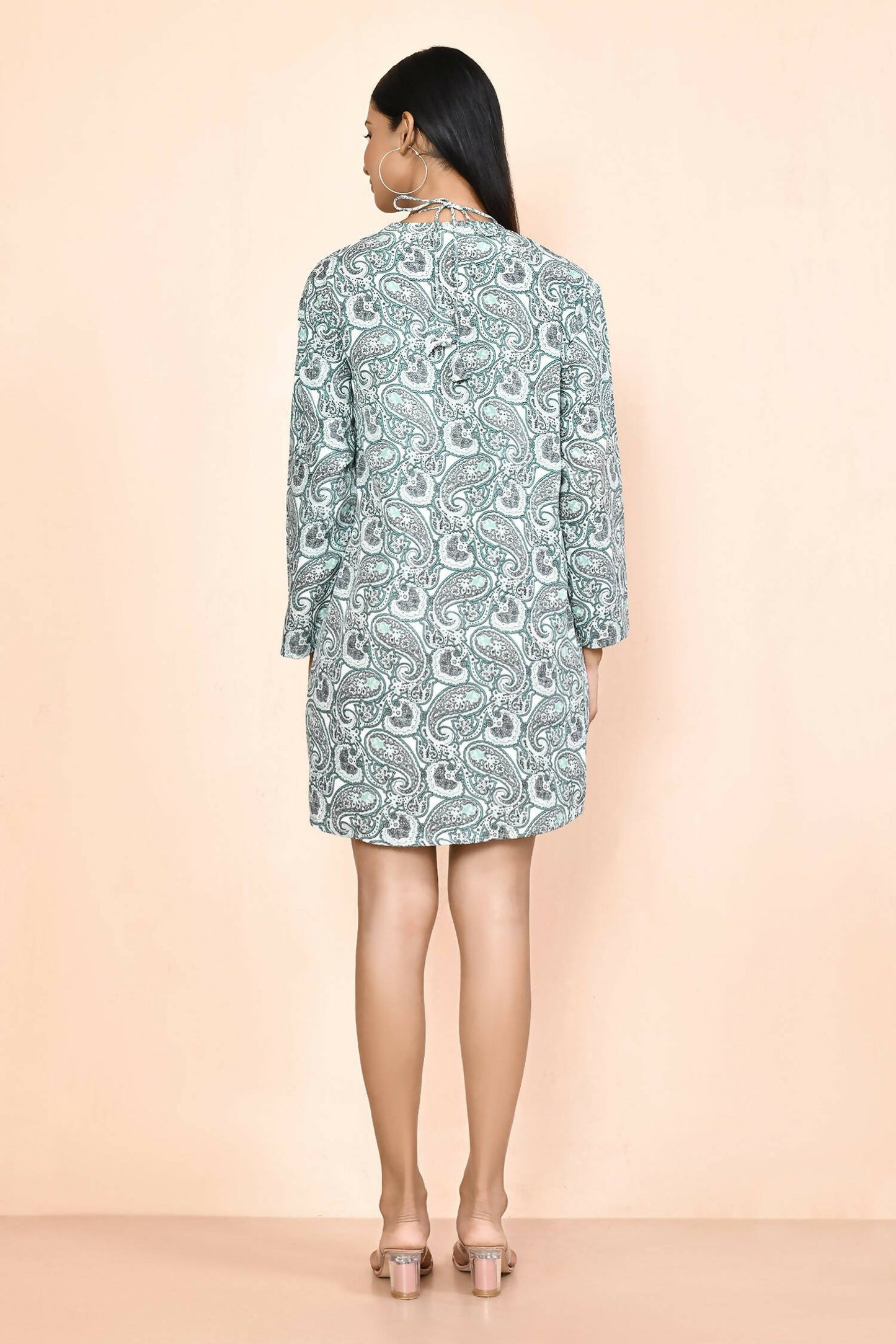 Turquoise Blue Platinum Creap Printed Co-Sets - Femella - Distacart