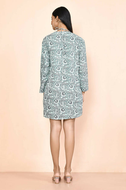 Turquoise Blue Platinum Creap Printed Co-Sets - Femella - Distacart