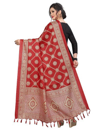 Thumbnail for Vamika Traditional Wear Red Printed Khadi Bhagalpuri Dupatta