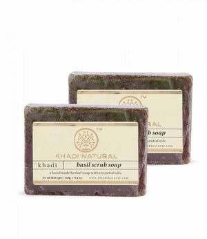 Khadi Natural Herbal Basil Scrub Soap