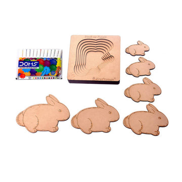 Kraftsman Stack Up Puzzles/ Layered Puzzle Bunny Shape For Kids | Color Kit Included | 6 Pieces Puzzle - Distacart