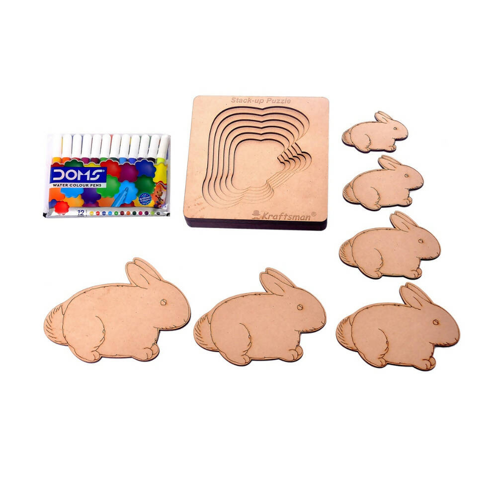 Kraftsman Stack Up Puzzles/ Layered Puzzle Bunny Shape For Kids | Color Kit Included | 6 Pieces Puzzle - Distacart