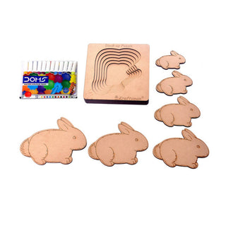 Kraftsman Stack Up Puzzles/ Layered Puzzle Bunny Shape For Kids | Color Kit Included | 6 Pieces Puzzle - Distacart