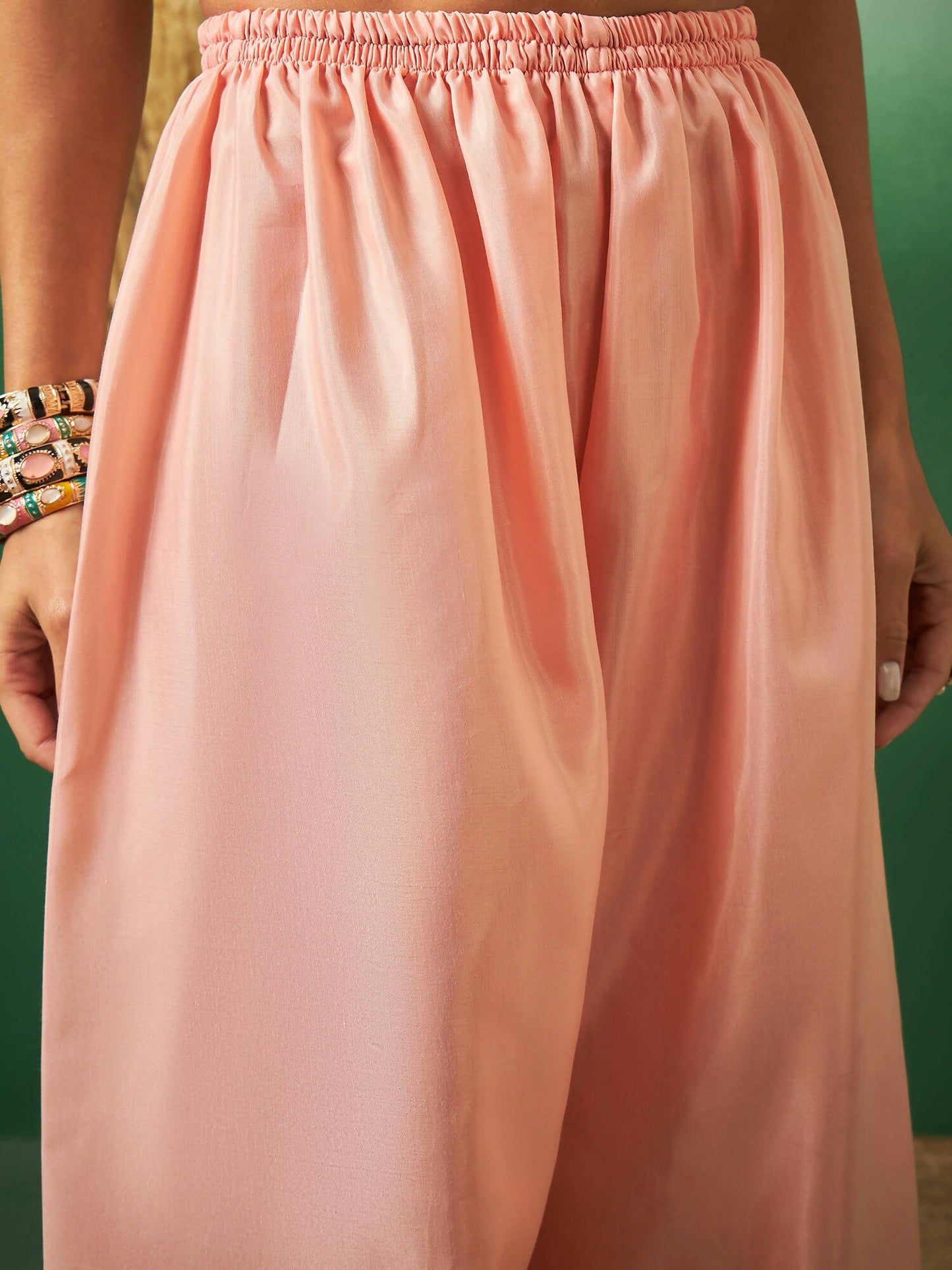 Peach Georgette Handwork Unstitched Dress Material - Hanika - Distacart