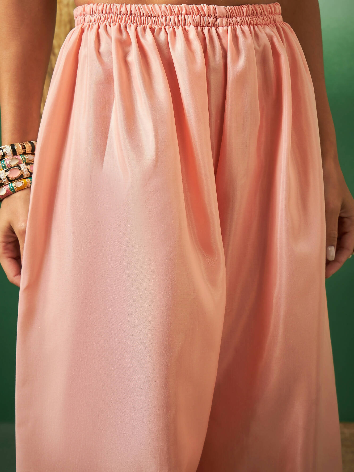 Peach Georgette Handwork Unstitched Dress Material - Hanika - Distacart